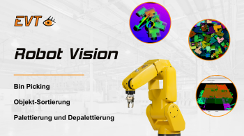 Robot Vision by EVT controlling robots with AI and image processing software